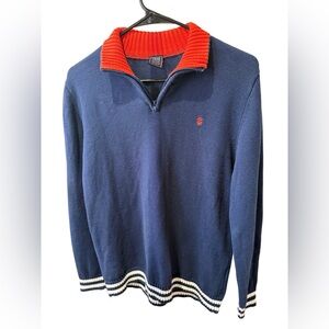 Vintage Izod Teen Boy/Mens Small Quarter Zip Up in Striking Navy and Orange
